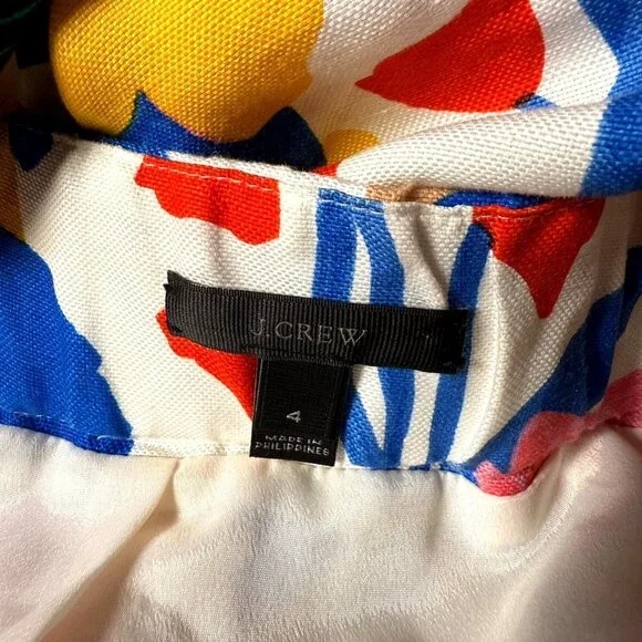 J.Crew Women’s Floral Midi Skirt White Multi-Color Pleated A-Line | Pockets | Si - Picture 8 of 9